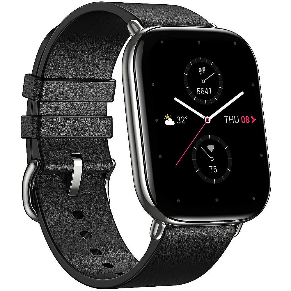 Zepp E Smartwatch eckig Polar Night Black Leder-Armband