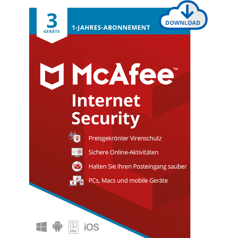 Mcafee  Internet Security 3-Geräte 1-Jahres-Lizenz | 04251404551698