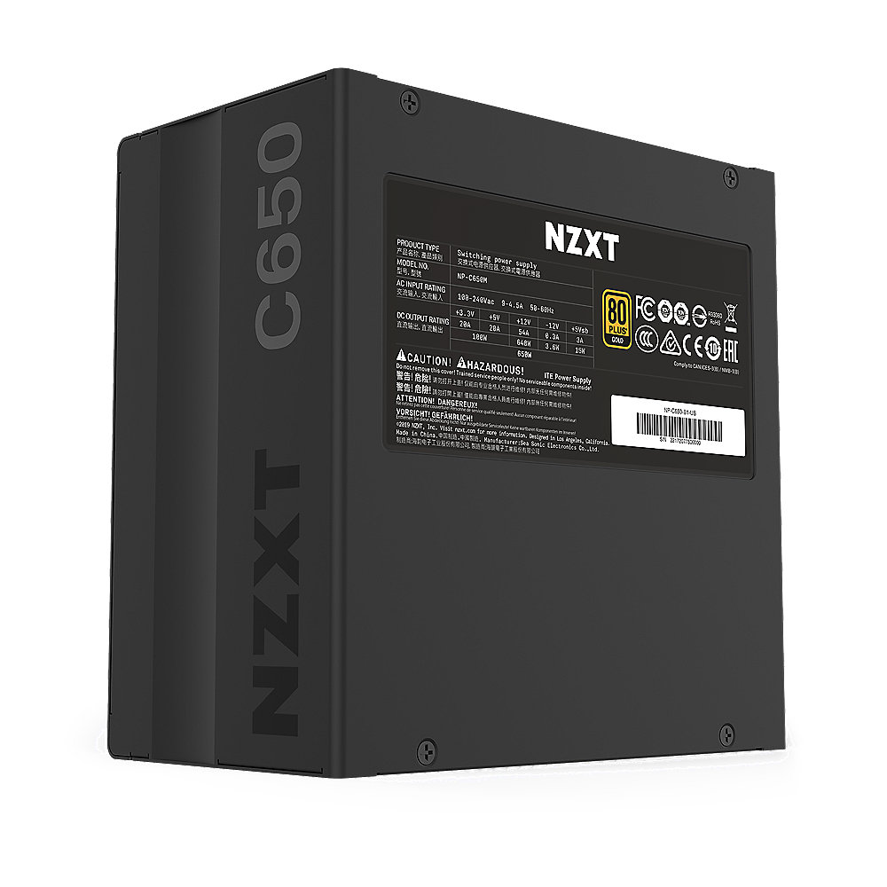 NZXT C650 650W Gaming Netzteil 80+ Gold, ATX2.4,120 mm Lüfter