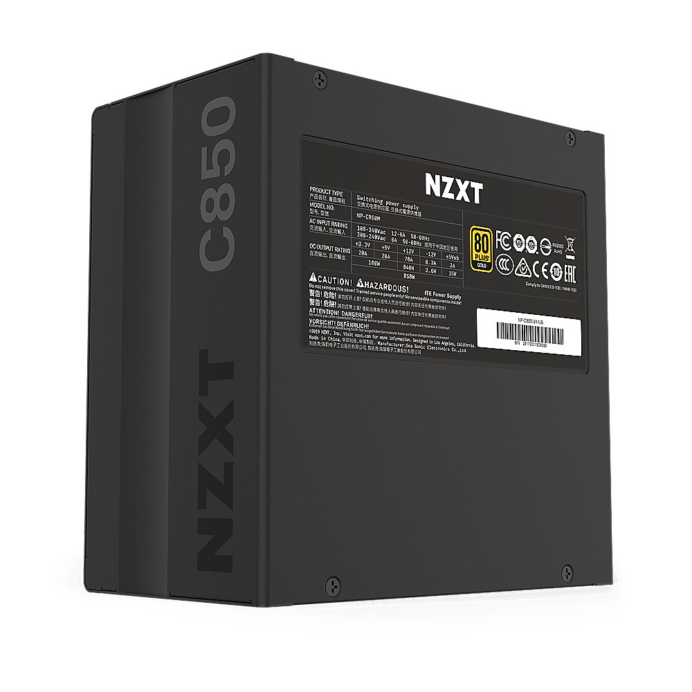 NZXT C850 850W Gaming Netzteil 80+ Gold, ATX2.4, 120 mm Lüfter