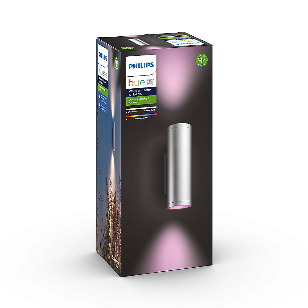 Philips Hue White &amp; Col. Amb. Appear Wandleuchte rund Edelstahl 1200lm