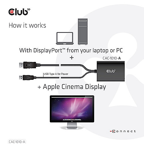 Club 3D DisplayPort Adapter zu DVI-D Dual Link HDCP off aktiv St./B. schwarz