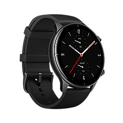 Amazfit GTR 2e Smartwatch GPS HR-Sensor Edelstahlgeh&auml;use, schwarzes Armband