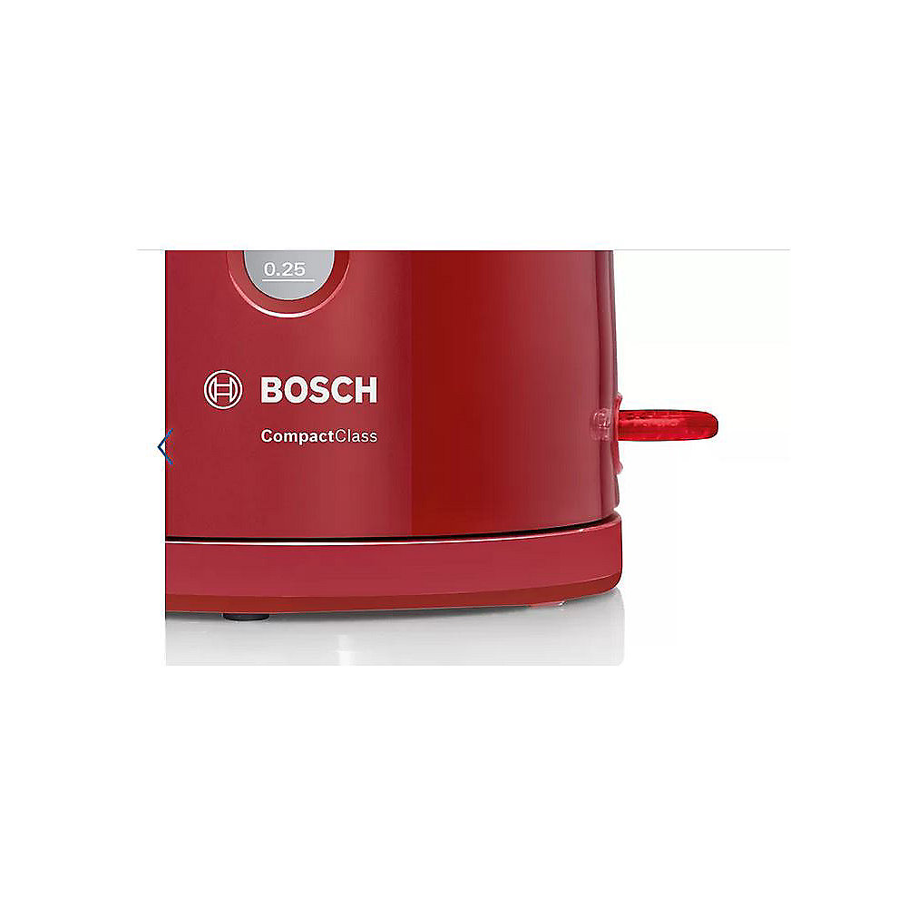 Bosch TWK3A014 Wasserkocher, CompactClass, kabellos 1,7 l, 2.400W, rot