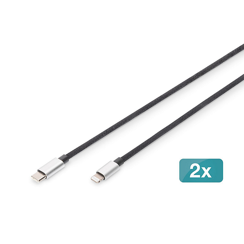Daten-/Ladekabel, Lightning-USB-C™, MFI, 1m, 2er-Pack