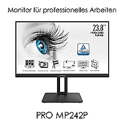 MSI Pro MP242PDE 60cm (23,8&quot;) FHD IPS Office-Monitor HDMI/VGA 75Hz 5ms Pivot HV