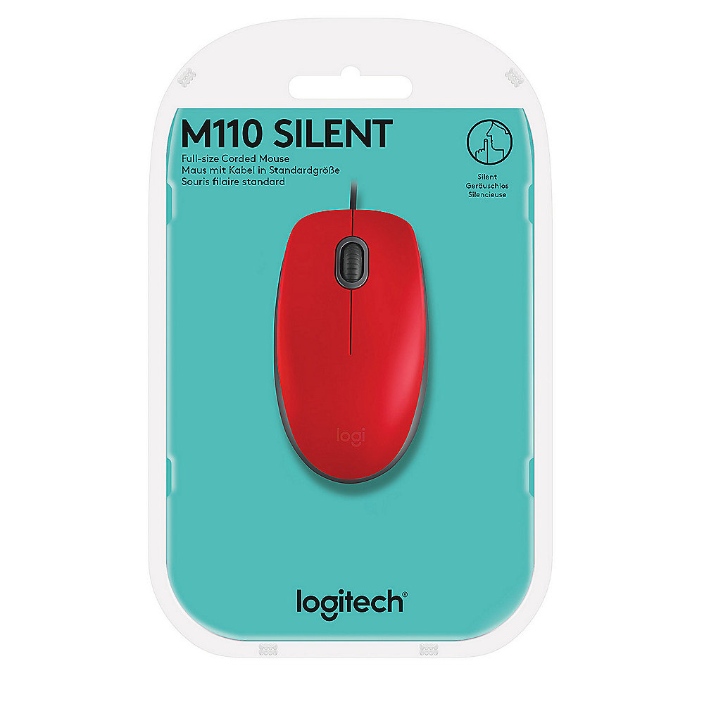 Logitech M110 Silent Kabelgebundene Maus Rot