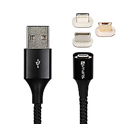 4smarts GravityCord 2.0 USB-A auf C, Lightning &amp;amp; Micro USB Kabel 0,5m schwarz