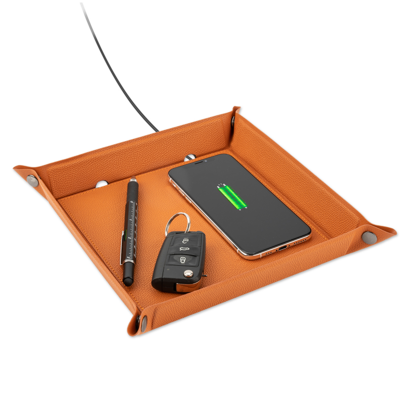4Smarts  Organizer mit Wireless Charger 15W cognac | 04250774954894