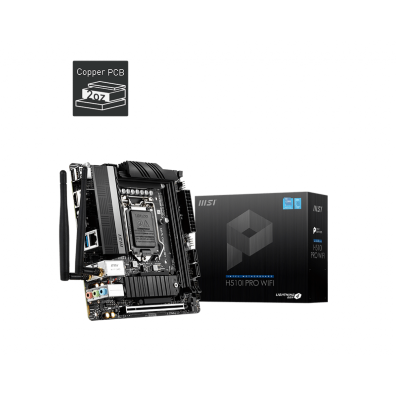 MSI  H510I PRO WIFI Mini-ITX Mainboard Sockel 1200 M.2/HDMI/DP/USB3.2/BT | 04719072802882