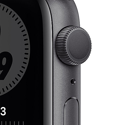 Apple Watch S6 Nike GPS 44mm Aluminium Space Grau Sportarmband Anthrazit Schwarz