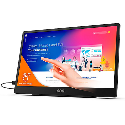 AOC 16T2 39,5cm (15,6") Full HD tragbarer IPS Monitor mHDMI/USB-C 60Hz 4ms LS