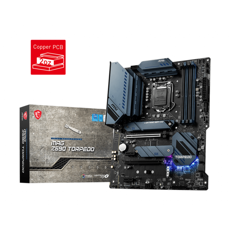 MSI  MAG Z590 TORPEDO ATX Mainboard Sockel 1200 TB4/M.2/DP/HDMI | 04719072800536