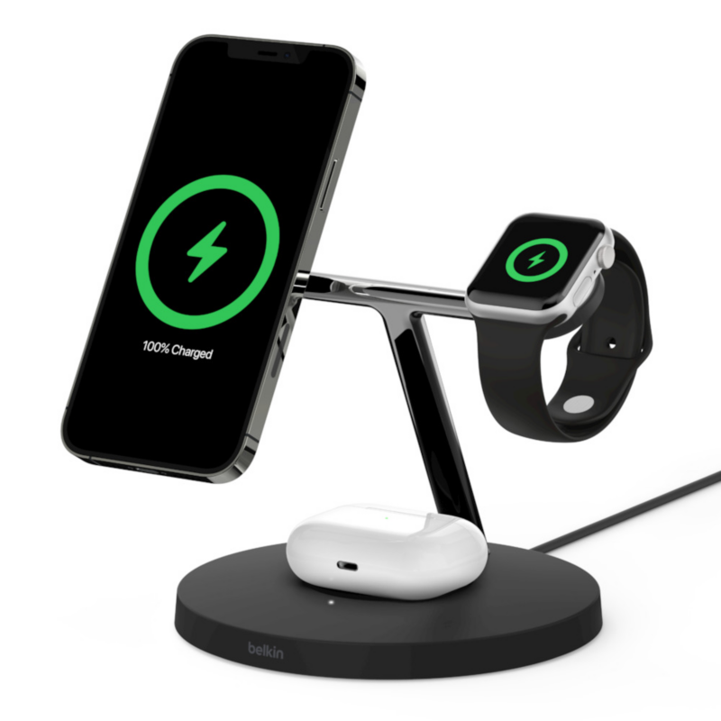 Belkin  BOOST↑CHARGE™ PRO Drahtloses 3-in-1-Ladegerät mit MagSafe schwarz | 00745883819461