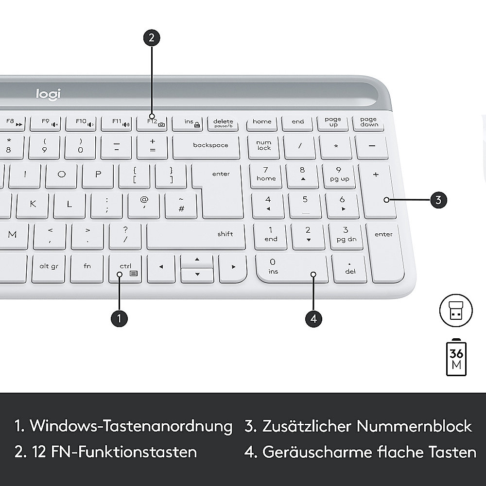 Logitech MK470 Kabellose Maus-Tastaturkombination Weiß
