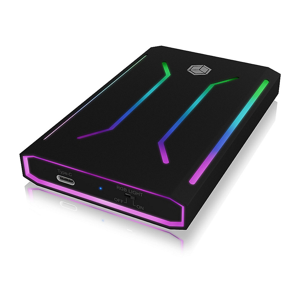 RaidSonic ICY BOX IB-G226L-C31 RGB beleuchtetes Gehäuse für 2,5" SATA SSD