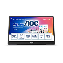 AOC 16T2 39,5cm (15,6&quot;) Full HD tragbarer IPS Monitor mHDMI/USB-C 60Hz 4ms LS