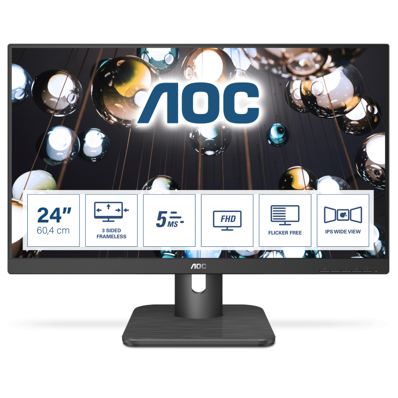 AOC  24E1Q 64,7cm (23,8″) FHD IPS Monitor 16:9 HDMI/VGA/DP 5ms 250cd/m² 20Mio:1 | 04038986146234