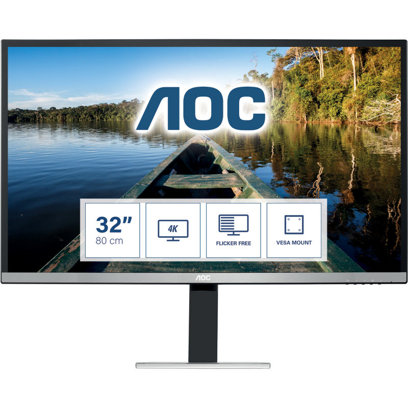 AOC  U3277FWQ 80cm (31,5″) 4K-UHD Monitor 16:9 VGA/DVI/HDMI/DP 4ms 80Mio:1 LED-VA | 04038986185950