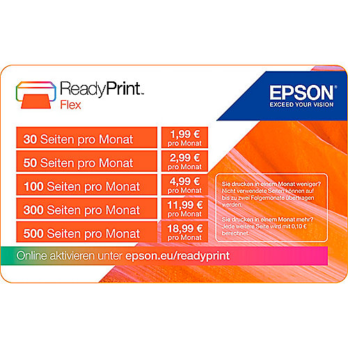 Epson ReadyPrint Flex Aktivierungscode mit 5 Euro Guthaben