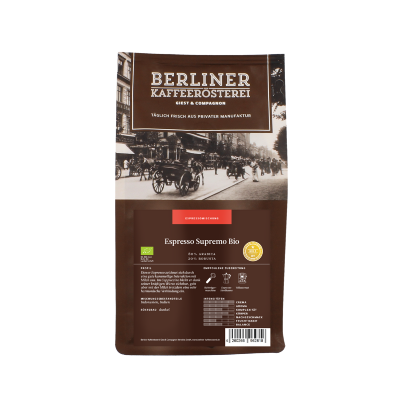 Berliner Kaffeerösterei BKR Espresso Supremo BIO (500g / ganze Bohne) Kaffeebohnen | 04260183586340