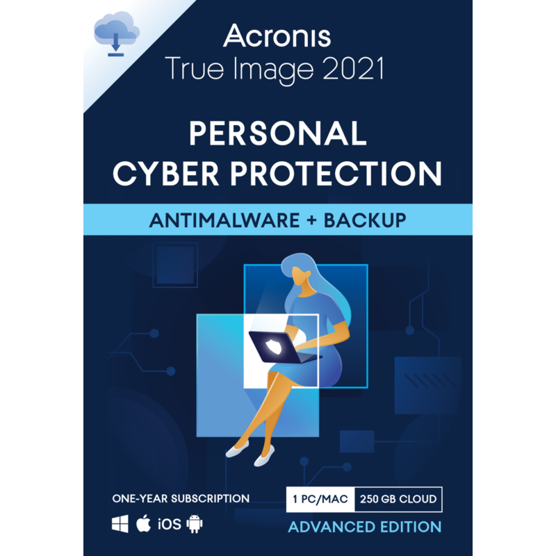 Acronis  True Image 2021 Advanced, 1 Gerät  1 Jahr 250 GB Cloud-Speicherplatz | 04251755600120