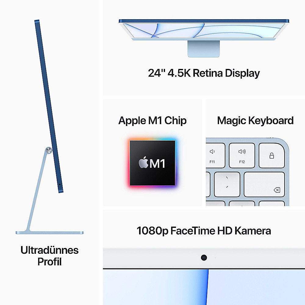 Apple iMac 24" Retina 4,5K 2021 M1/8/256GB 7C GPU Silber MGTF3D/A