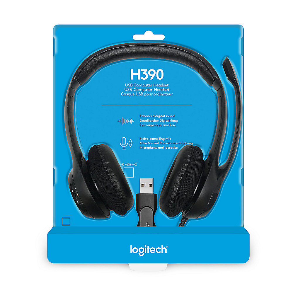 Logitech H390 Kabelgebundenes Beidseitiges Headset USB Schwarz