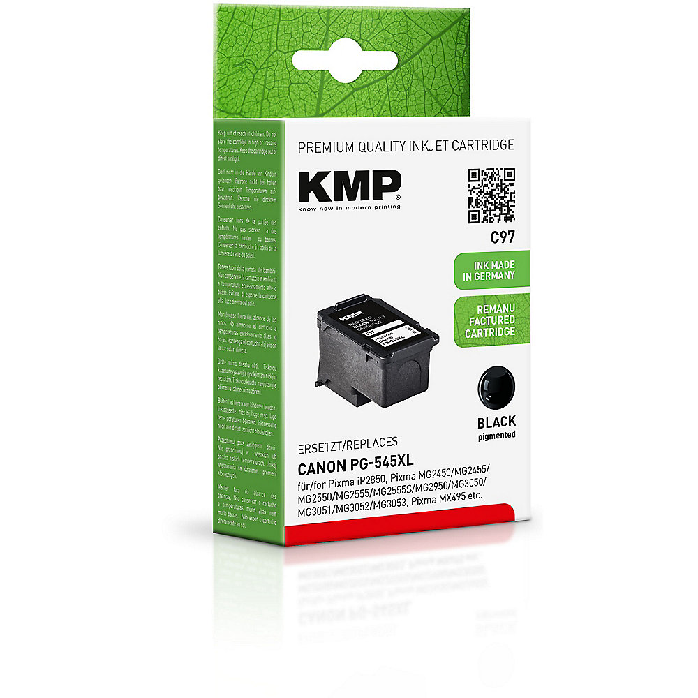 KMP Tintenpatrone Schwarz ersetzt Canon PG-545XL (8286B001)