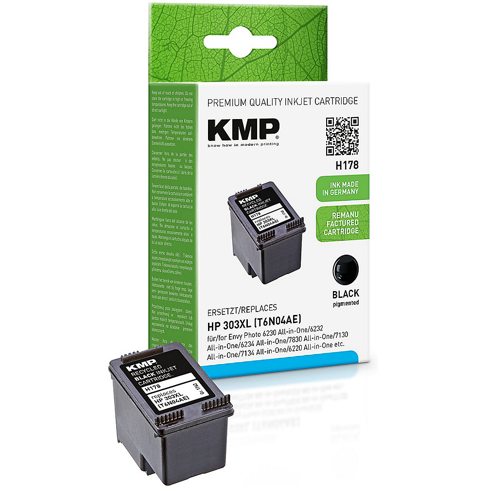 KMP Tintenpatrone Schwarz ersetzt HP 303XL (T6N04AE)