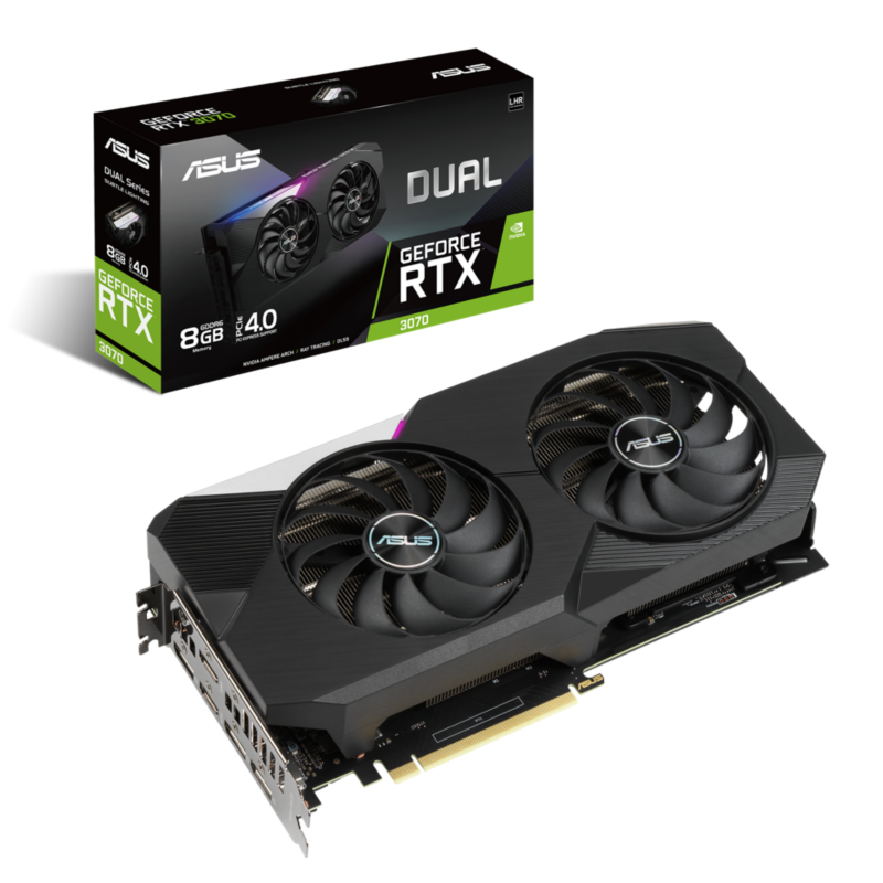 Asus  GeForce RTX 3070 Dual OC V2 8GB GDDR6 Gaming Grafikkarte 2xHDMI, 3xDP | 04711081320012