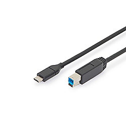 DIGITUS USB Typ-C Verbindungskabel, Typ C auf B St/St, 1,0 m, schwarz