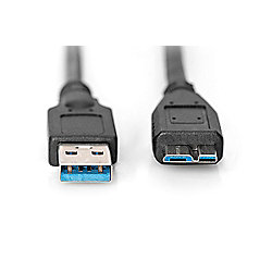 DIGITUS USB 3.0 Anschlusskabel, USB-A zu micro B, 1,8m, schwarz