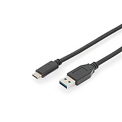 DIGITUS USB Type-C Anschlusskabel, USB-C zu USB-A, 1,0m, schwarz