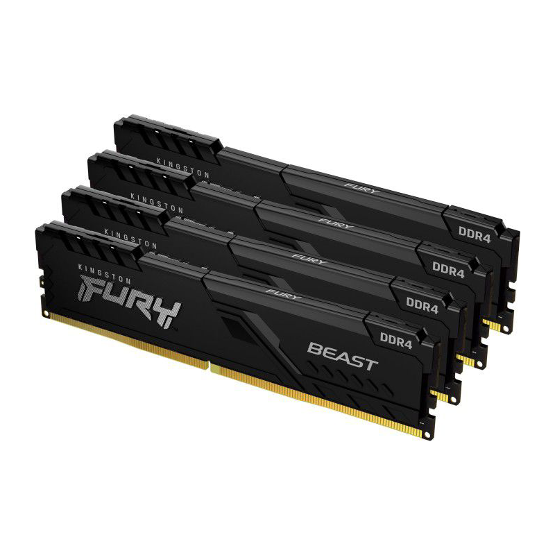 Kingston 64GB (4x16GB)  FURY Beast DDR4-3200 CL16 RAM Gaming Arbeitsspeicher Kit | 00740617319866