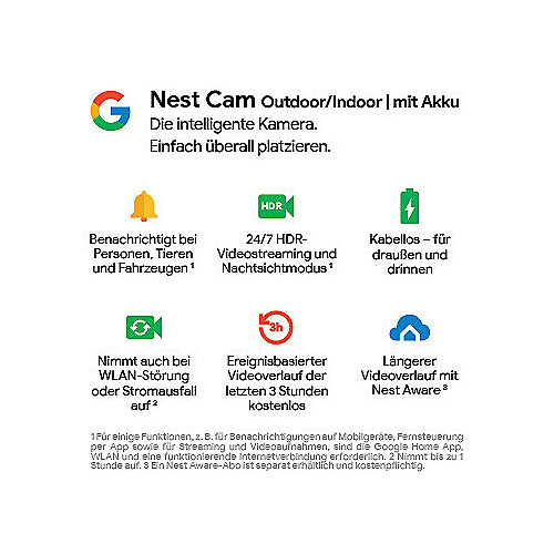 Google Nest Cam - Outdoor oder Indoor mit Akku