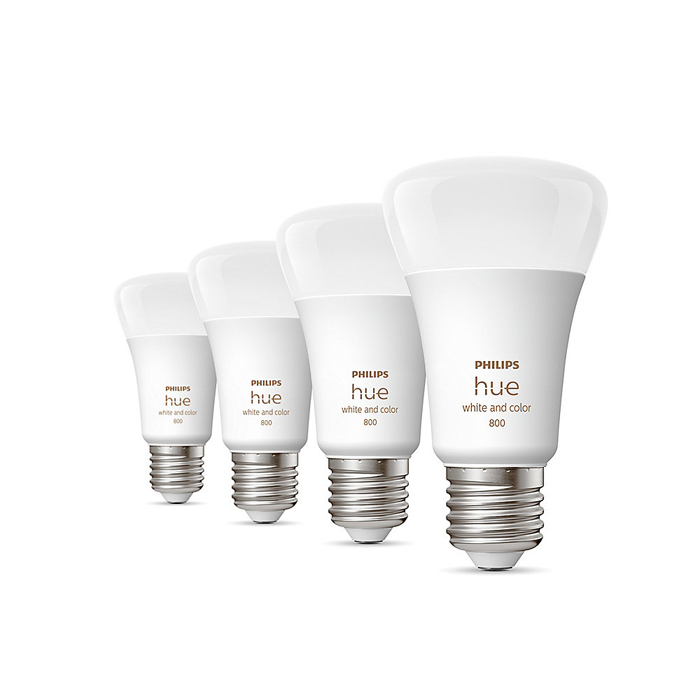Philips Hue White &amp; Col. Amb. E27 Viererpack 4x570lm 60W