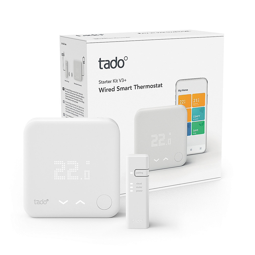 tado° Smart Thermostat Starter Kit V3+ mit 2 Raumthermostaten &amp; Bridge