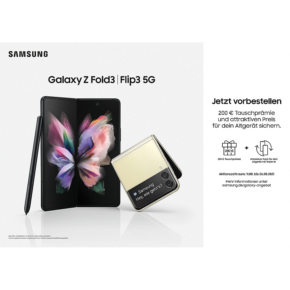 Samsung GALAXY Z Fold3 256GB black + Mobilfunktarif green LTE 10GB 24 Monate