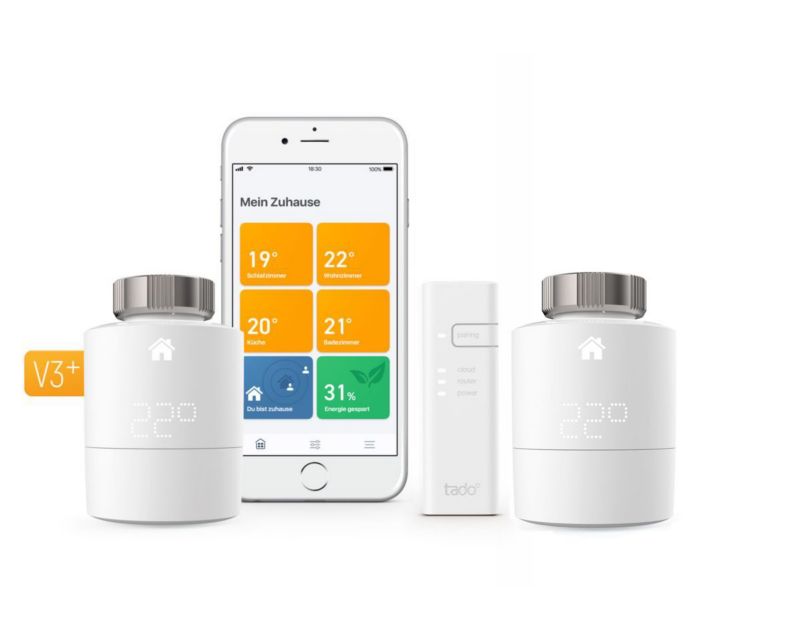 tado° Smart Home Starter Kit V3+ mit 2 Heizkörperthermostaten und Bridge