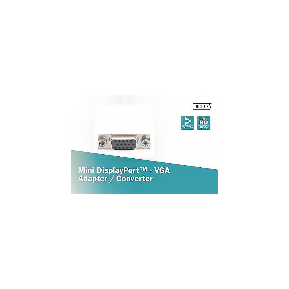 DIGITUS DB-340407-001-W DisplayPort Adapterkabel, mini DP - HD15 St/Bu, 0.15m