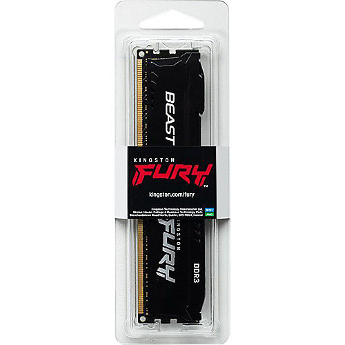 4GB (1x4GB) KINGSTON FURY Beast schwarz DDR3-1866 CL10 RAM Gaming Arbeitsspeich.