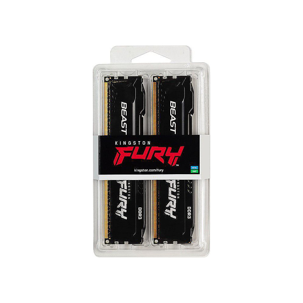 8GB (2x4GB) KINGSTON FURY Beast schwarz DDR3-1600 CL10 RAM Gaming Arbeitssp. Kit