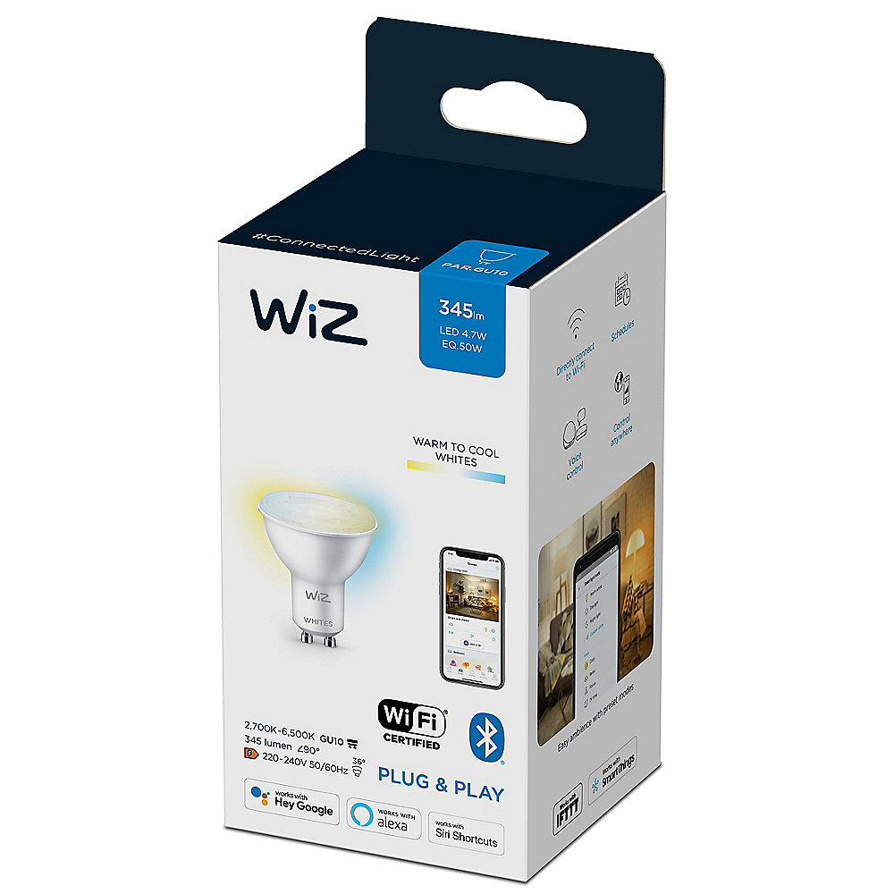 WiZ smarte Lampe mit warmweißem bis kaltweißem Licht GU10 Wi-Fi