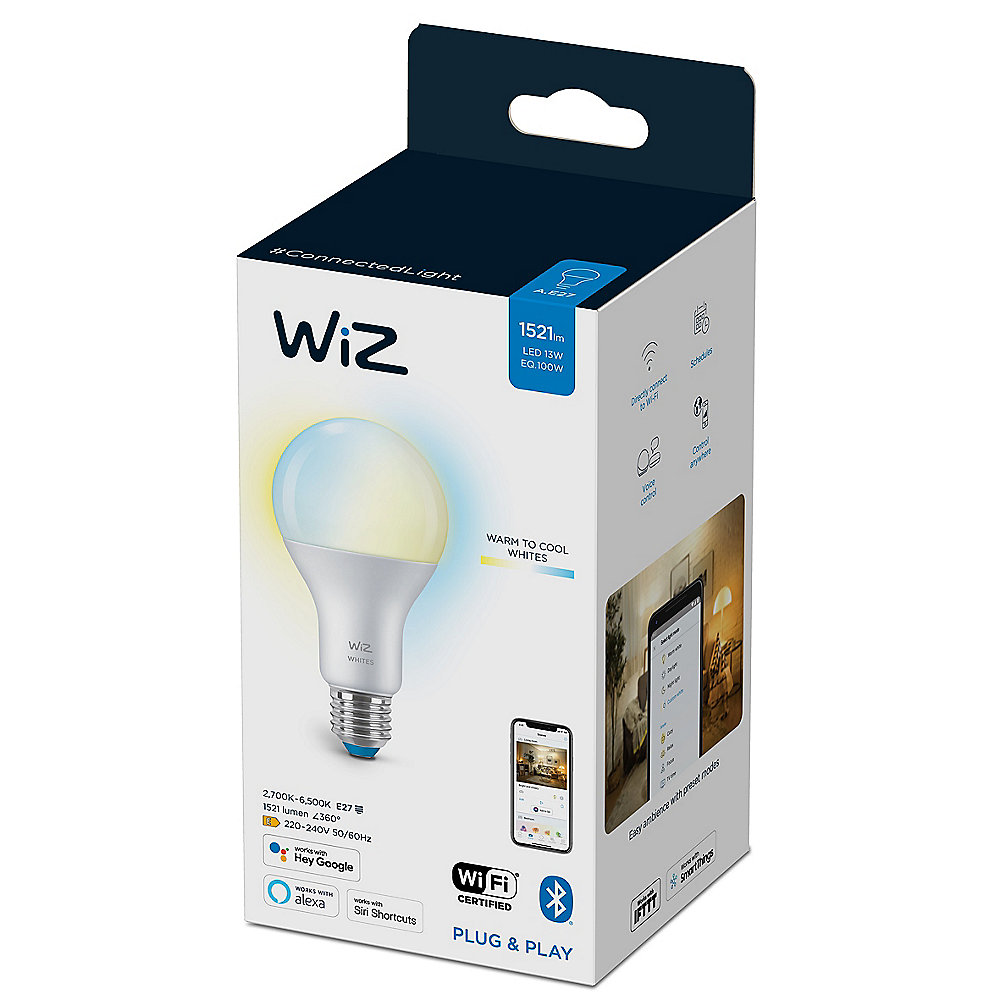 WiZ smarte Lampe mit warmweißem bis kaltweißem Licht A67 E27 Wi-Fi