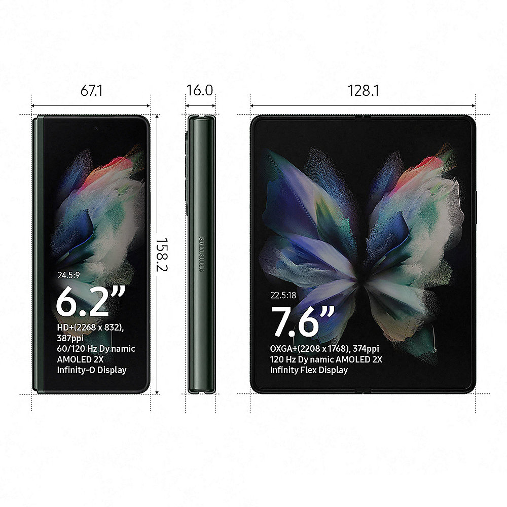 Samsung GALAXY Z Fold3 5G F926B Dual-SIM 512GB green Android 11.0 Smartphone
