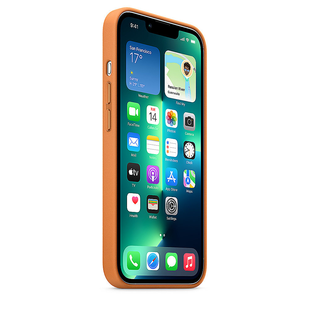 Apple Original iPhone 13 Pro Leder Case mit MagSafe Goldbraun