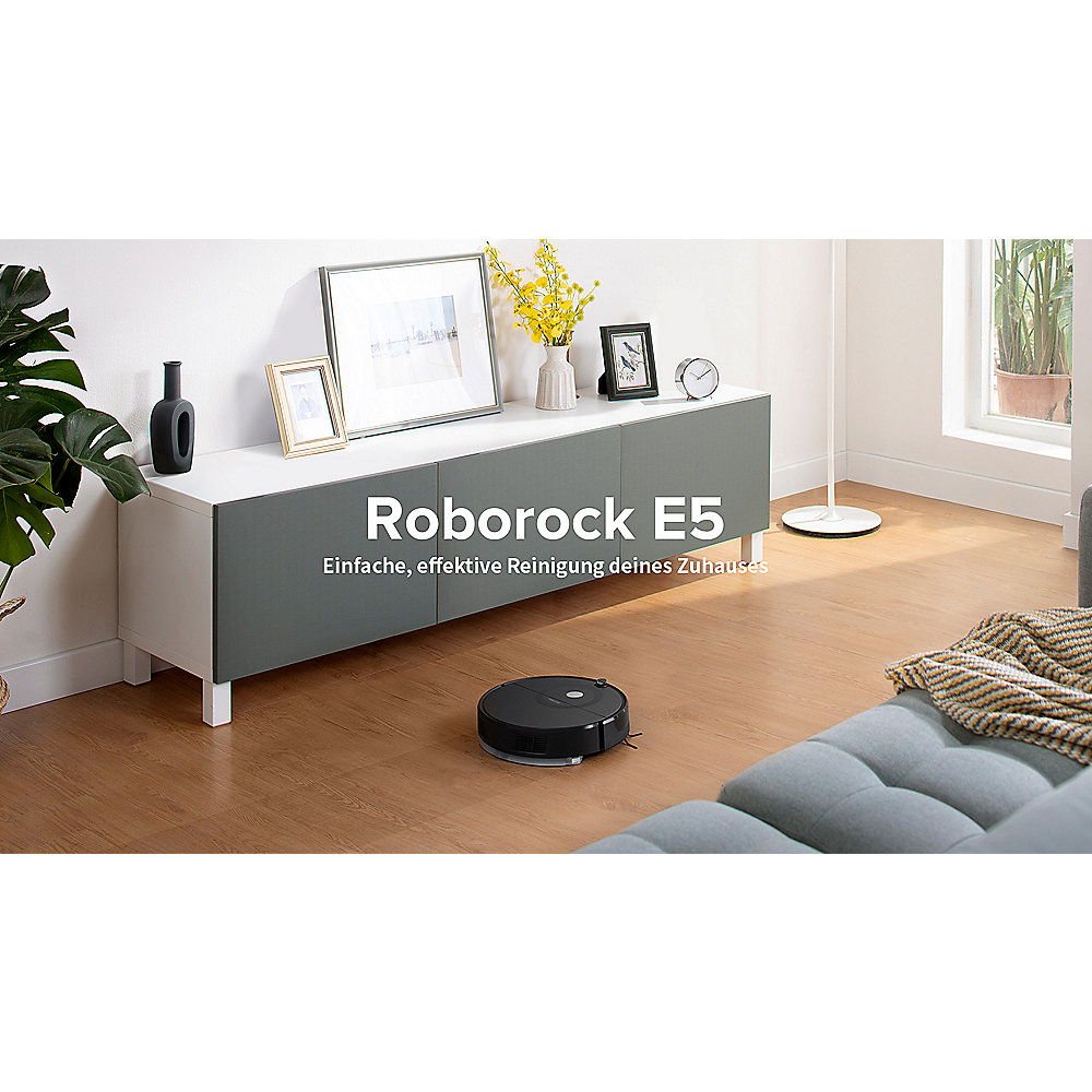 Roborock E5 Saugroboter App-Steuerung Wischfunktion schwarz