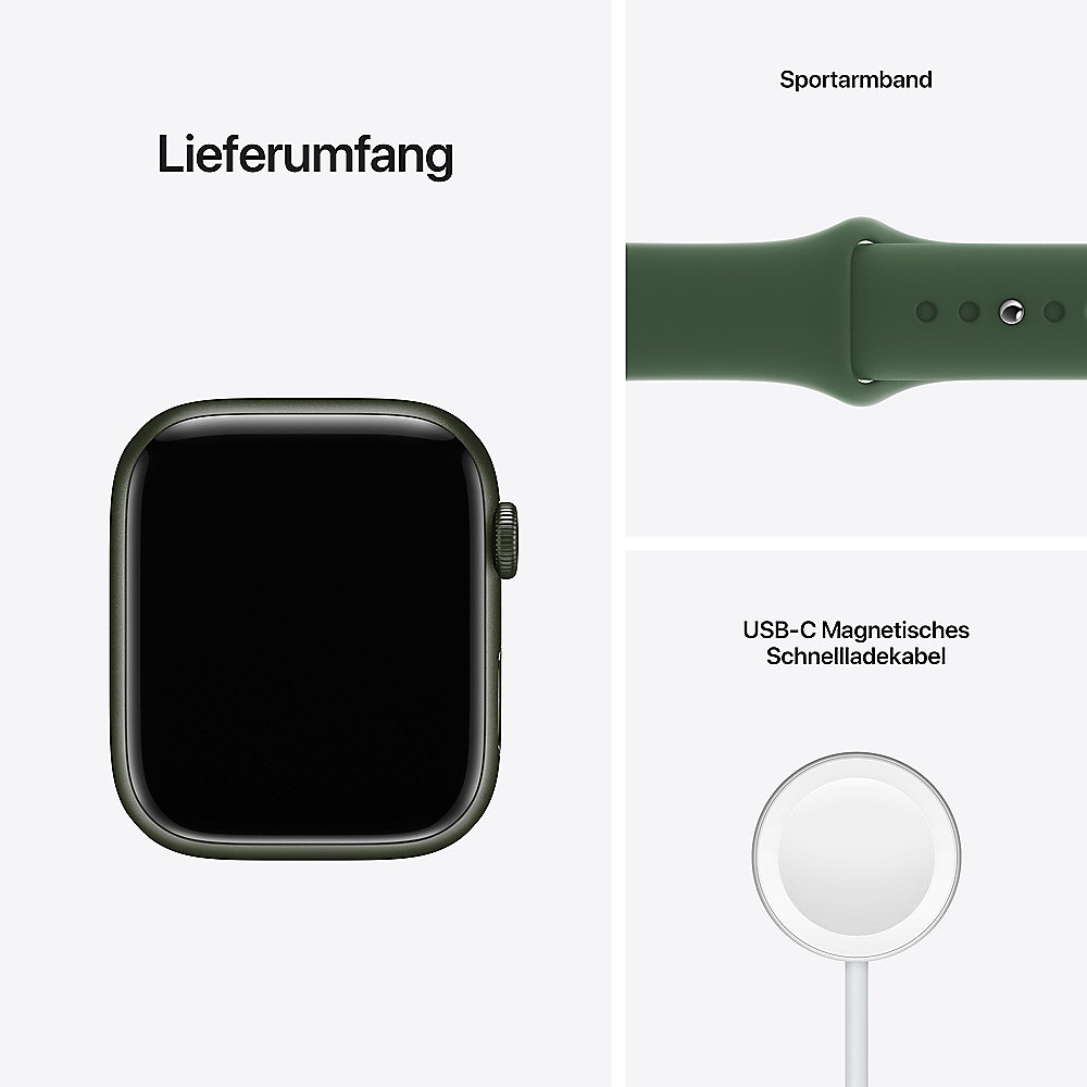 Apple Watch Series 7 LTE 45mm Aluminium Grün Sportarmband Klee