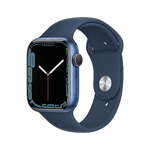 Apple Watch Series 7 LTE 45mm Aluminium Blau Sportarmband Abyssblau